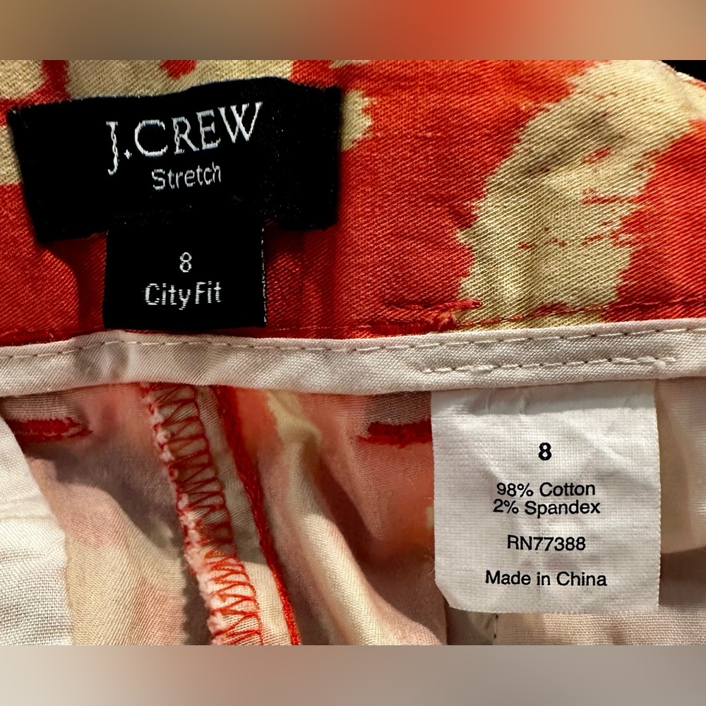 J. Crew Orange & Cream Patterned Women Shorts - Picture 2 of 5
